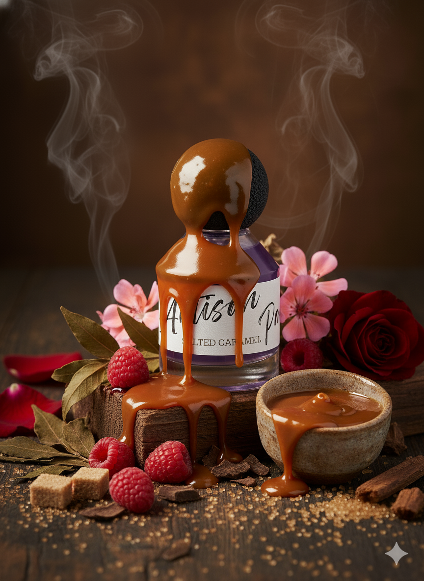 Artisan Perfumery Salted Caramel Fragrance World Eau de Parfum Samples & Travel Size (3ml, 5ml) - Sweet Gourmand Fruity Woody Fragrance
