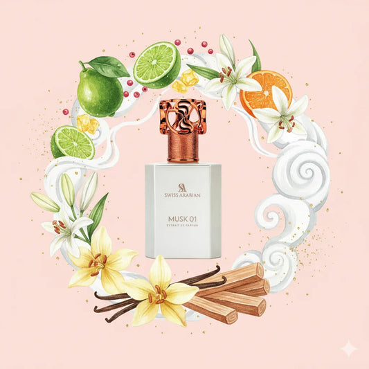 Musk 01 by Swiss Arabian Samples & Travel Size (2ml, 3ml, 5ml) Clean Powdery Musk Fragrance