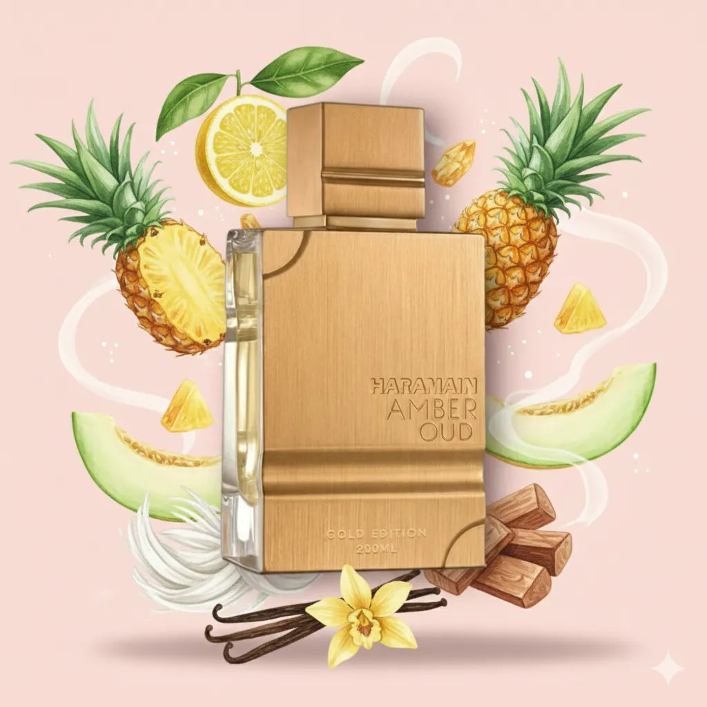 Amber Oud Gold Edition by Al Haramain Samples & Travel Size (3ml, 5ml, 10ml) Sweet Fruity Musk Fragrance