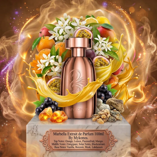 Marbella Extrait de Parfum | Mykonos | Sample/Decant - Extrait | Tropical Fruits, Frangipani & Solar Notes 