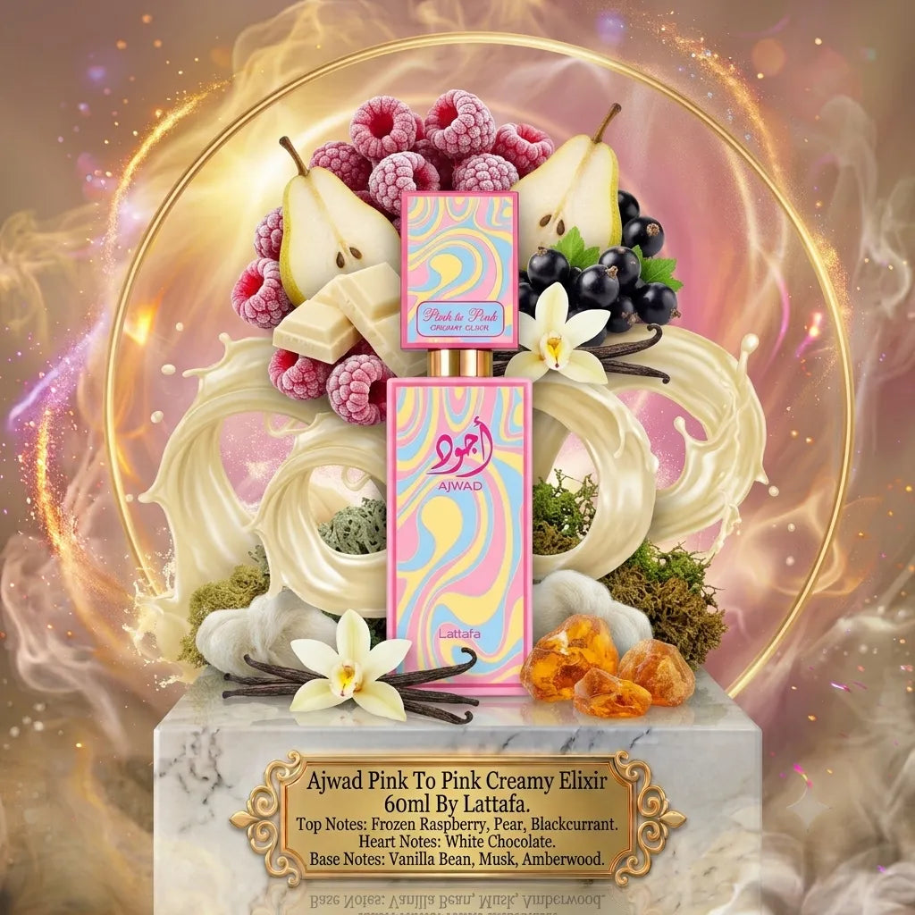 Ajwad Pink To Pink Creamy Elixir | Lattafa | Sample/Decant - Perfume Oil / Elixir | Frozen Raspberry, White Chocolate & Vanilla 