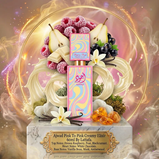 Ajwad Pink To Pink Creamy Elixir | Lattafa | Sample/Decant - Perfume Oil / Elixir | Frozen Raspberry, White Chocolate & Vanilla 