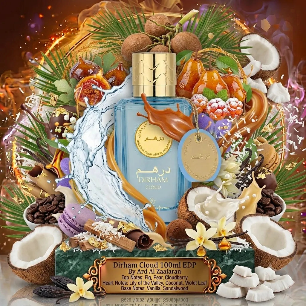 Dirham Cloud | Ard Al Zaafaran | Sample/Decant - EDP | Lush Fig, Creamy Coconut & Vanilla 
