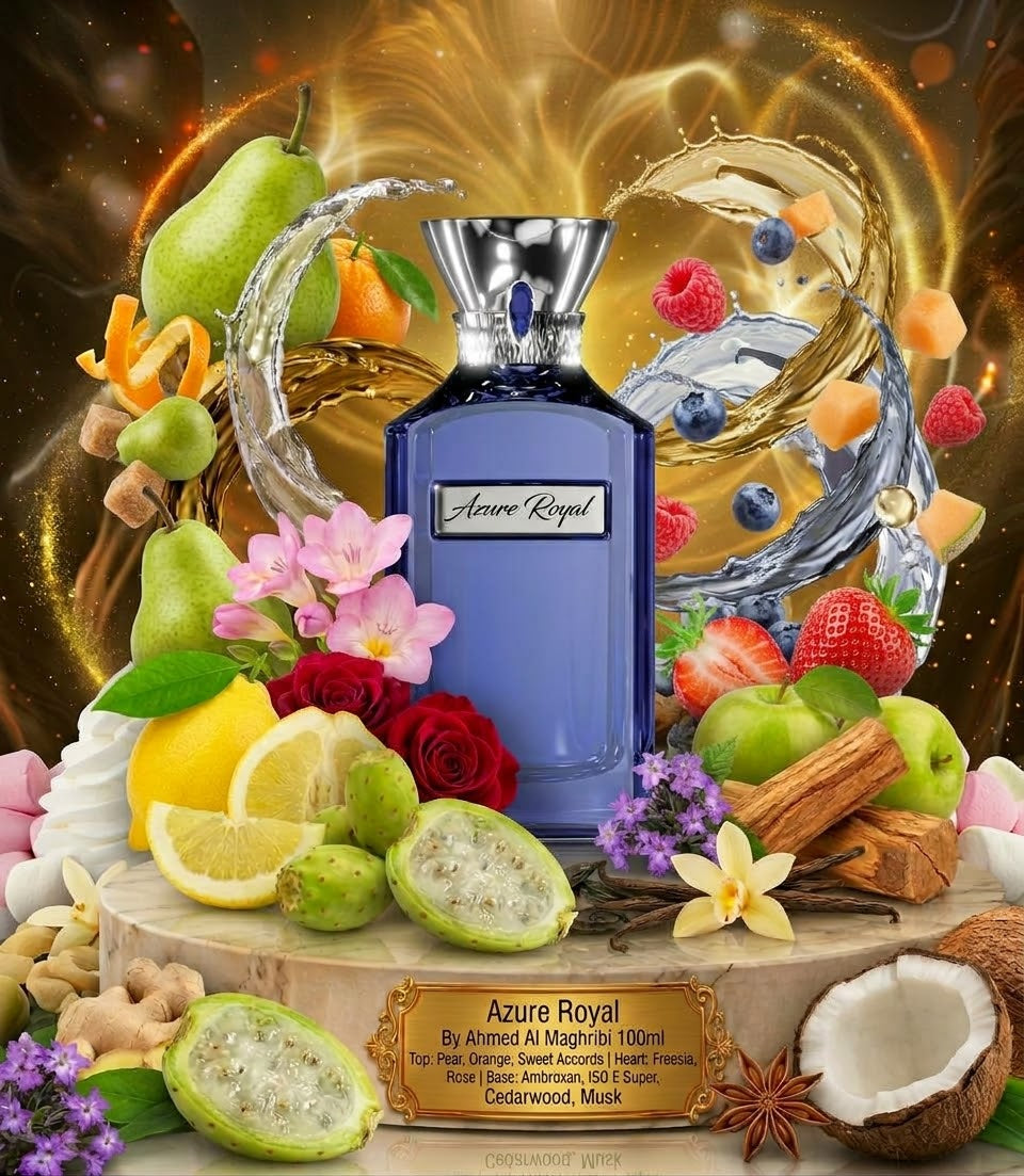 Azure Royal 100ml EDP by Ahmed Al Maghribi Samples & Travel Size (5ml) Sweet Fruity Floral Musk Fragrance 
