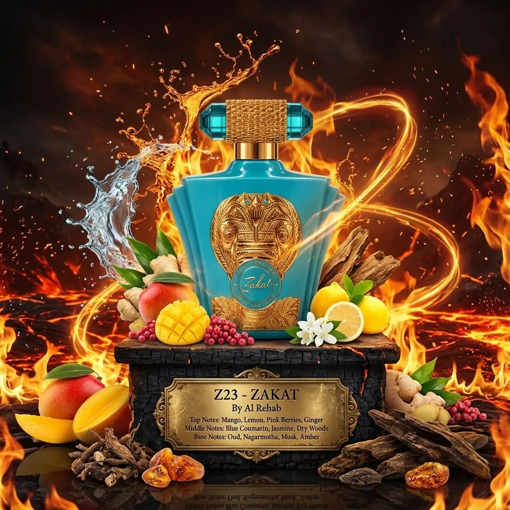 Z23 | Zakat | Sample/Decant - EDP | Tropical Mango, Sparkling Ginger & Precious Oud (God Of Fire Inspired) 