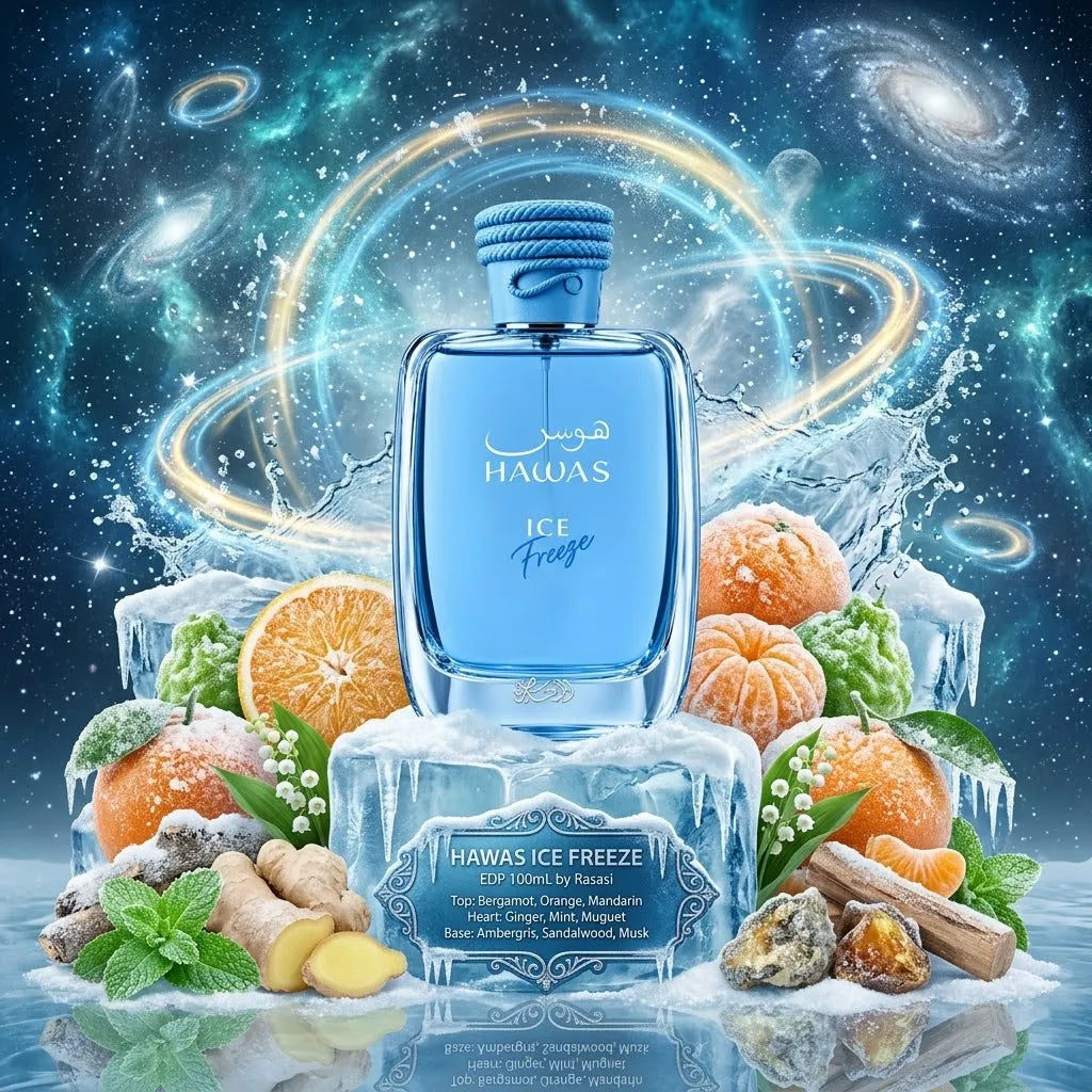 Hawas Ice Freeze | Rasasi | Sample/Decant - EDP | Frosted Citrus, Fresh Mint & Ambergris 