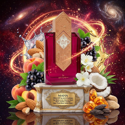 Maha | Ard Al Zaafaran | Sample/Decant - EDP | Juicy Blackcurrant, Toasted Almond & Coconut 
