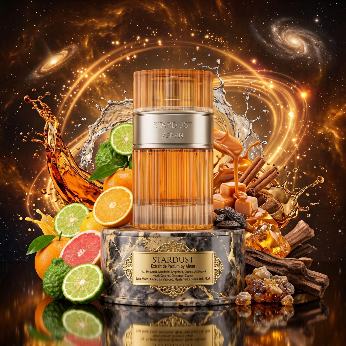 Stardust | Afnan | Sample/Decant - Extrait (XDP) | Sparkling Aldehydes, Boozy Cognac & Warm Caramel 