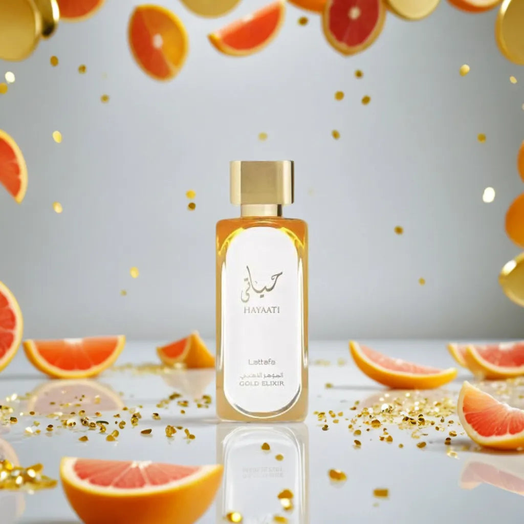 Hayati Gold Elixir by LATTAFA - 5ml Sample/Decant | Grapefruit, Leather, Saffron & Vanilla