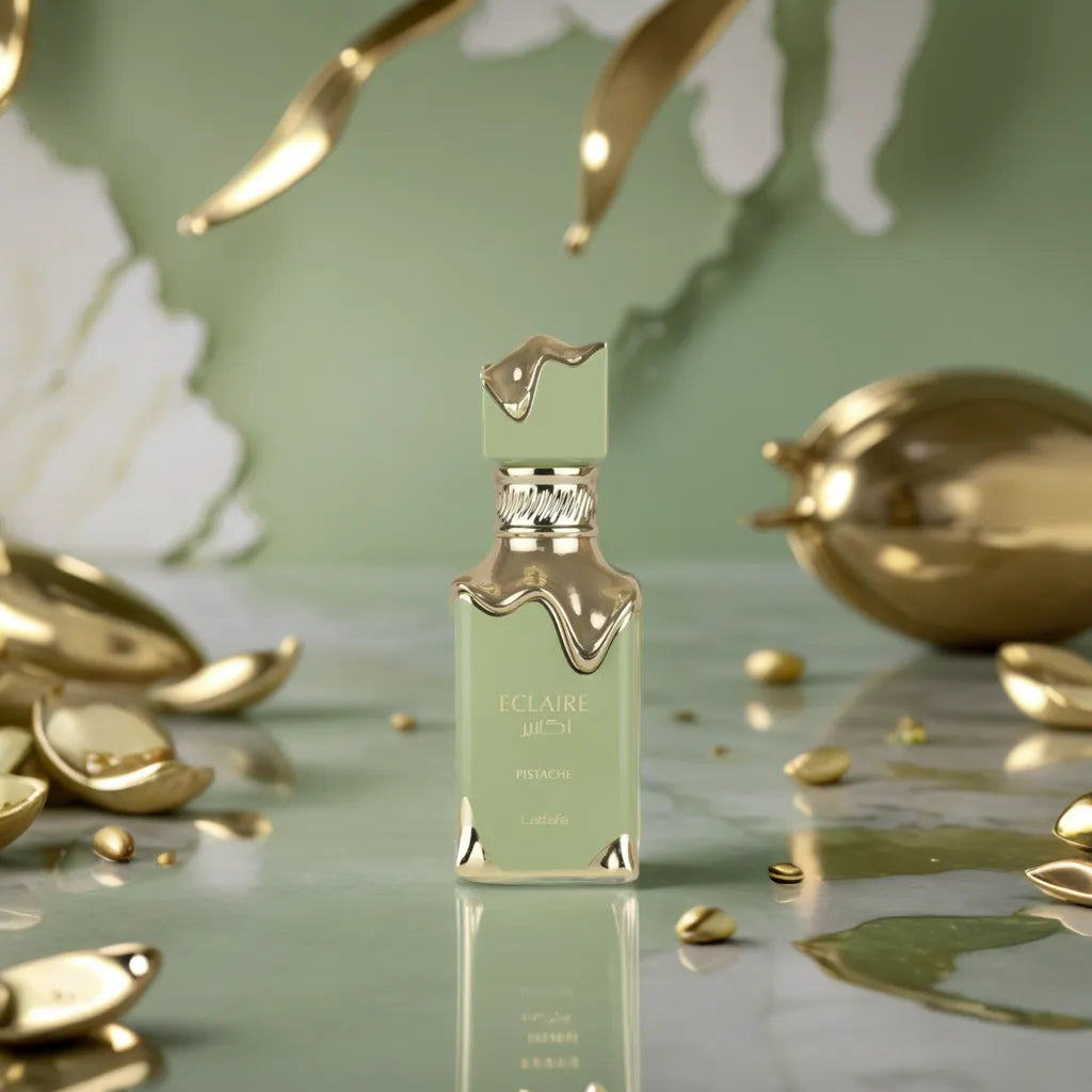 Eclaire Pistache Lattafa Perfumes Samples & Travel Size (3ml, 5ml, 10ml) | Creamy, Pistachio Gourmand Fragrance - Love That Scent