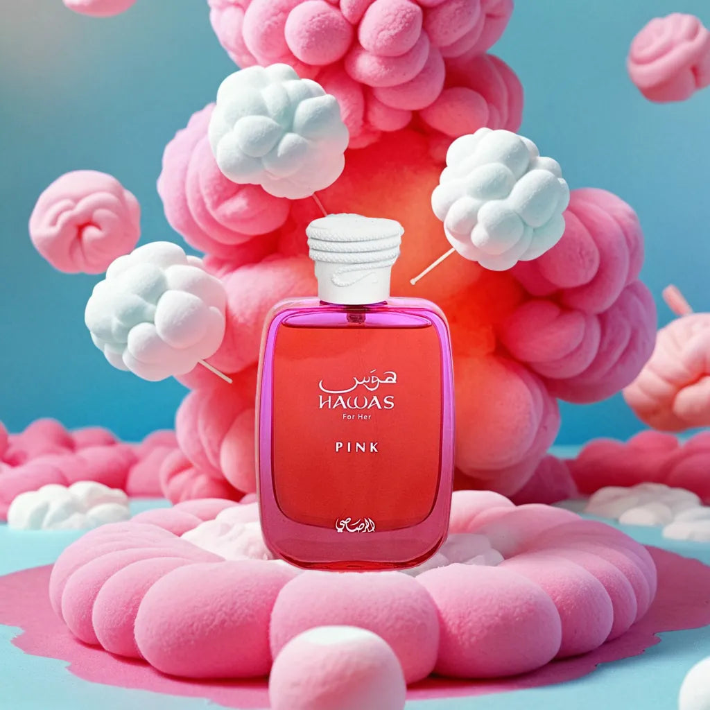 Hawas Pink Rasasi Eau de Parfum Samples & Travel Size (3ml, 5ml, 10ml) - Sweet Floral Gourmand Cotton Candy Fragrance - Love That Scent