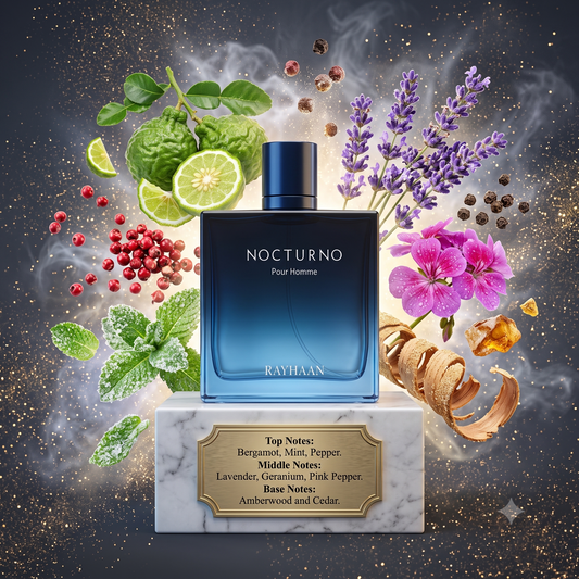 Nocturno by Rayhaan Samples & Travel Size (3ml, 5ml, 10ml) Fresh Spicy Aromatic Fragrance 