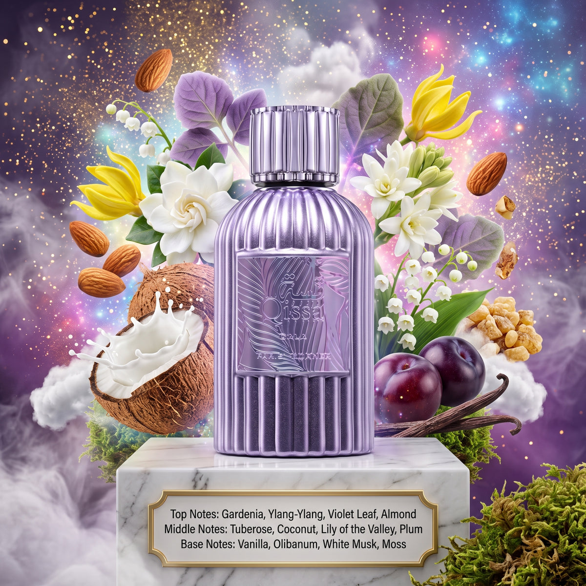 Qissa Gala by Paris Corner Samples & Travel Size (3ml, 5ml, 10ml) Creamy Tropical Floral Fragrance 