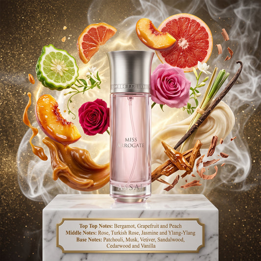 Assaf Miss Arrogate Eau de Parfum Samples & Travel Size (3ml, 5ml, 10ml) - Elegant Fruity Floral Woody Musk Fragrance 