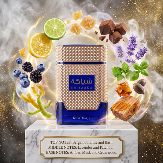Khadlaj Shiyaaka Blue - Samples & Travel Size (5ml) - Fresh Aromatic Citrus Woody Amber Fragrance 