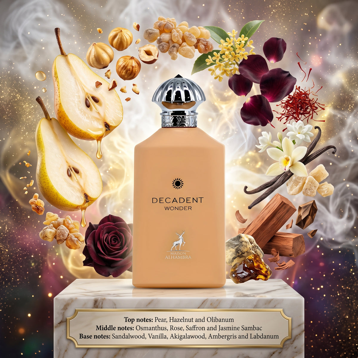 Maison Alhambra Decadent Wonder - Samples & Travel Size (3ml, 5ml, 10ml) - Rich Floral Woody Ambergris Gourmand Fragrance (Love Delight Amouage)) 