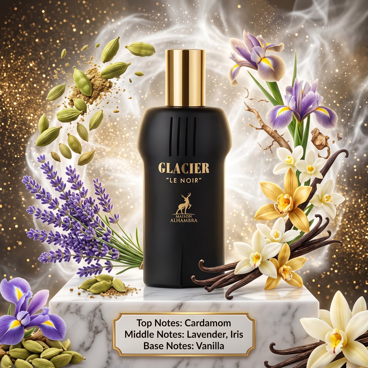 Maison Alhambra Glacier Le Noir - Samples & Travel Size 5ml - Aromatic Spicy Vanilla Amber Fragrance 