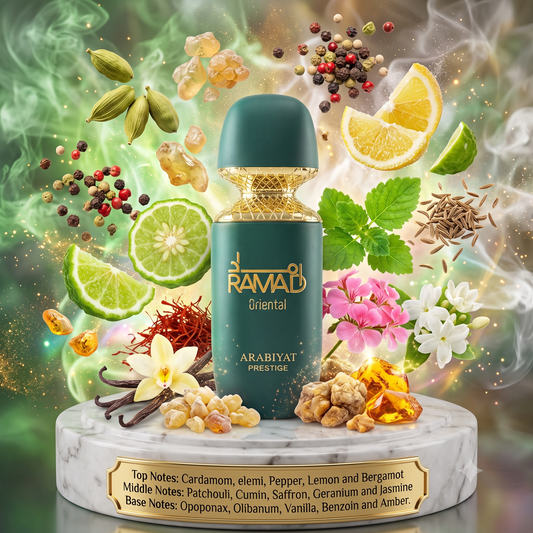 Arabiyat Prestige Ramad Oriental Eau de Parfum Samples & Travel Size (3ml, 5ml, 10ml) - Warm Spicy Amber Aromatic Fragrance 