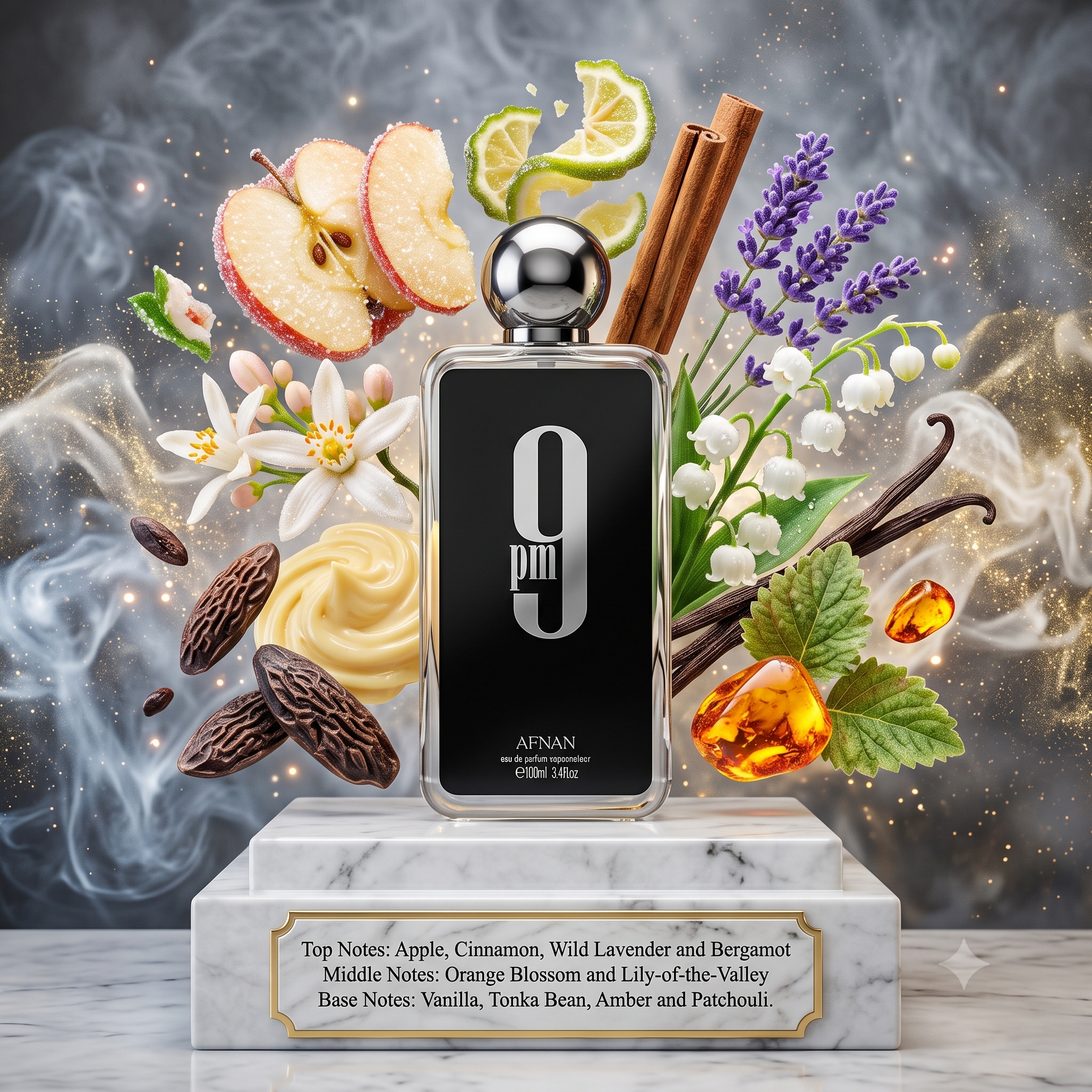 Afnan 9pm - Samples & Travel Size (3ml, 5ml, 10ml) - Amber Vanilla Men's Fragrance 