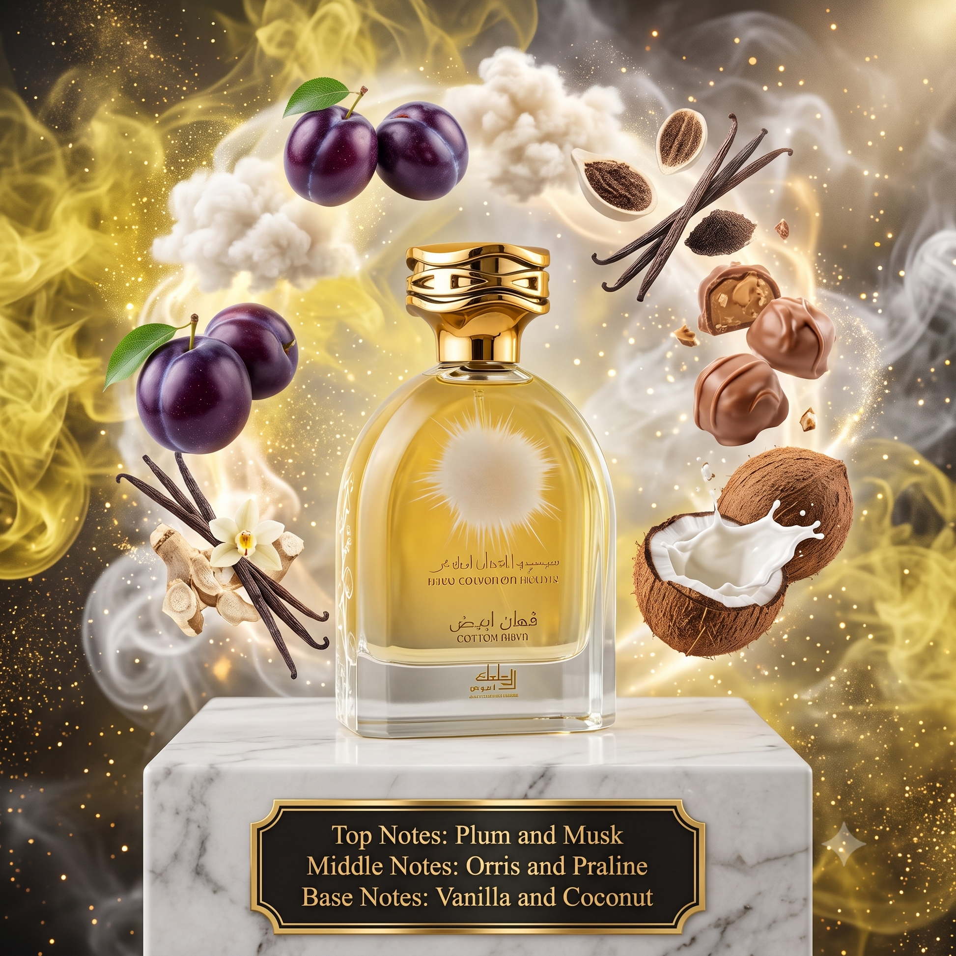 Mamlakat Al Oud Cotton Abyed - Samples & Travel Size (3ml, 5ml, 10ml) - Creamy Gourmand Fruity Vanilla Musk Fragrance 