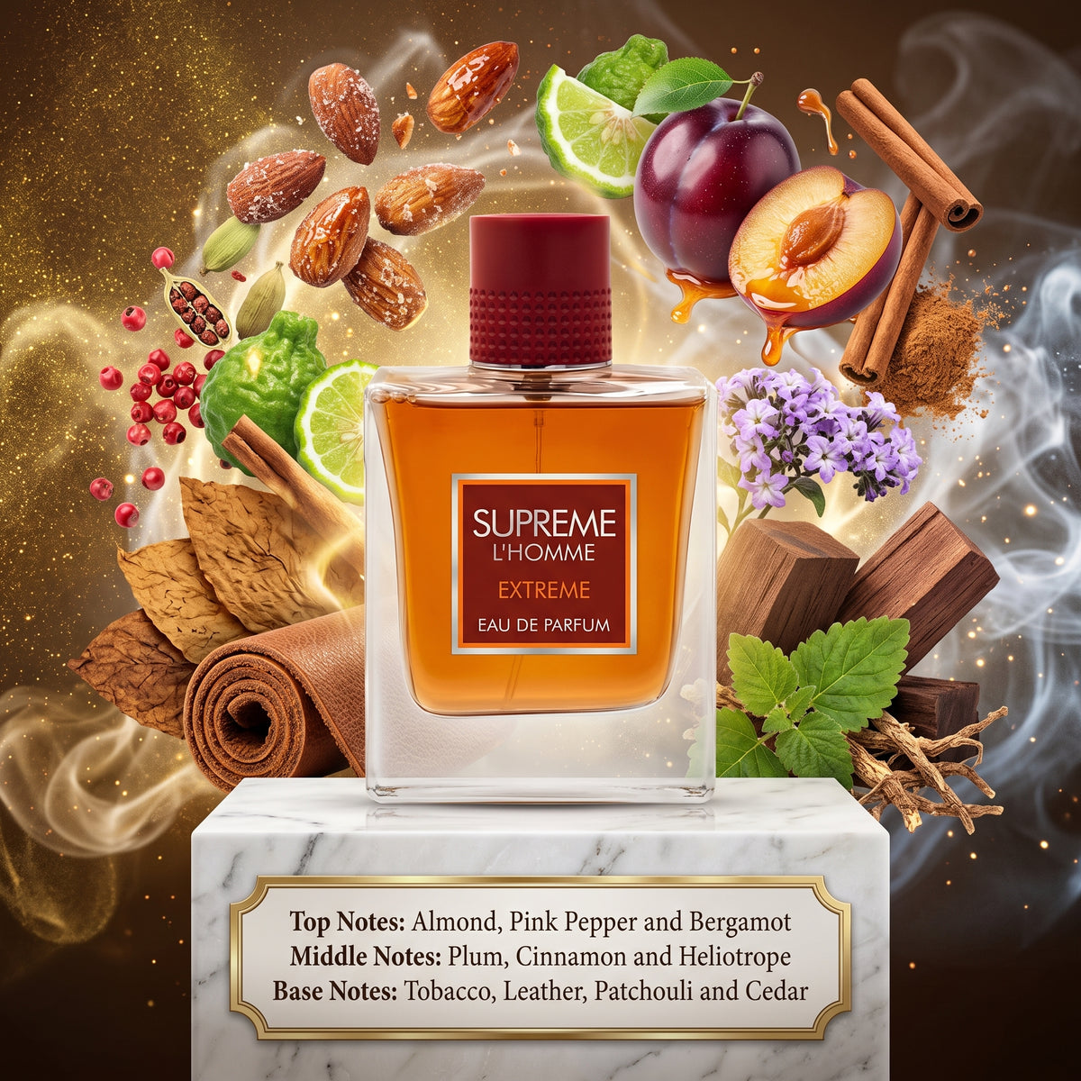 Fragrance World Supreme L'homme Extreme - Samples & Travel Size 5ml - Intense Amber Woody Tobacco Leather Fragrance (Inspired by Guerlain L'Homme Idéal Extrême) 