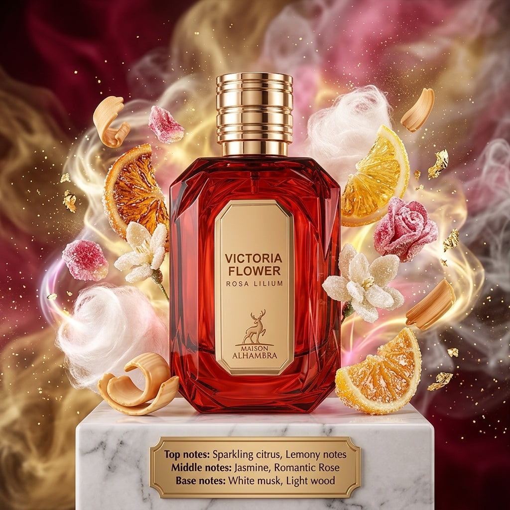 Maison Alhambra Victoria Flower Rosa Lilum - Samples & Travel Size (5ml) - Bright Citrus Floral Musky Aquatic Fragrance 