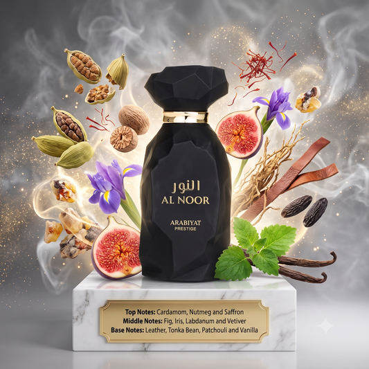 Al Noor by Arabiyat Prestige - 3ml, 5ml, 10ml Sample/Decant | Warm Spice, Iris & Leather 