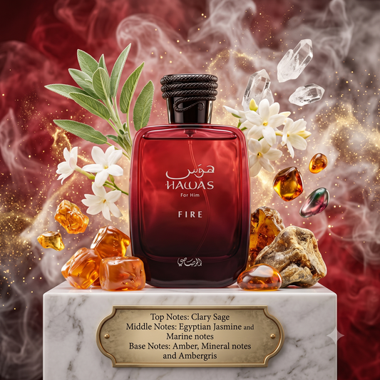Hawas Fire Rasasi Samples & Travel Size (3ml, 5ml, 10ml) | Fresh, Aromatic and Aquatic Fragrance 