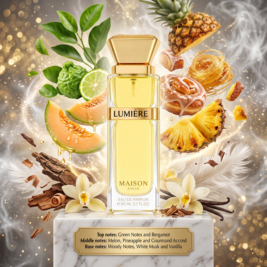5ml Sample/Decant Lumiere MAISON ASRAR | Fresh Fruity Gourmand with Woody Vanilla Base 