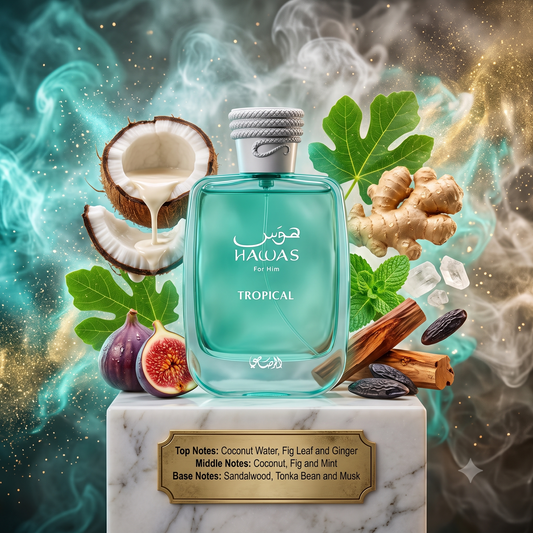 Rasasi Hawas Tropical - 3ml, 5ml, 10ml Sample/Decant | Coconut, Fig & Mint 