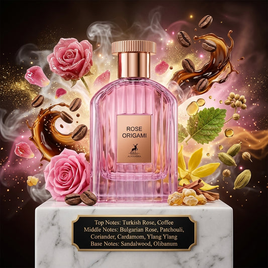 Rose Origami by Maison Alhambra - 5ml Sample/Decant | Rose, Coffee & Sandalwood 