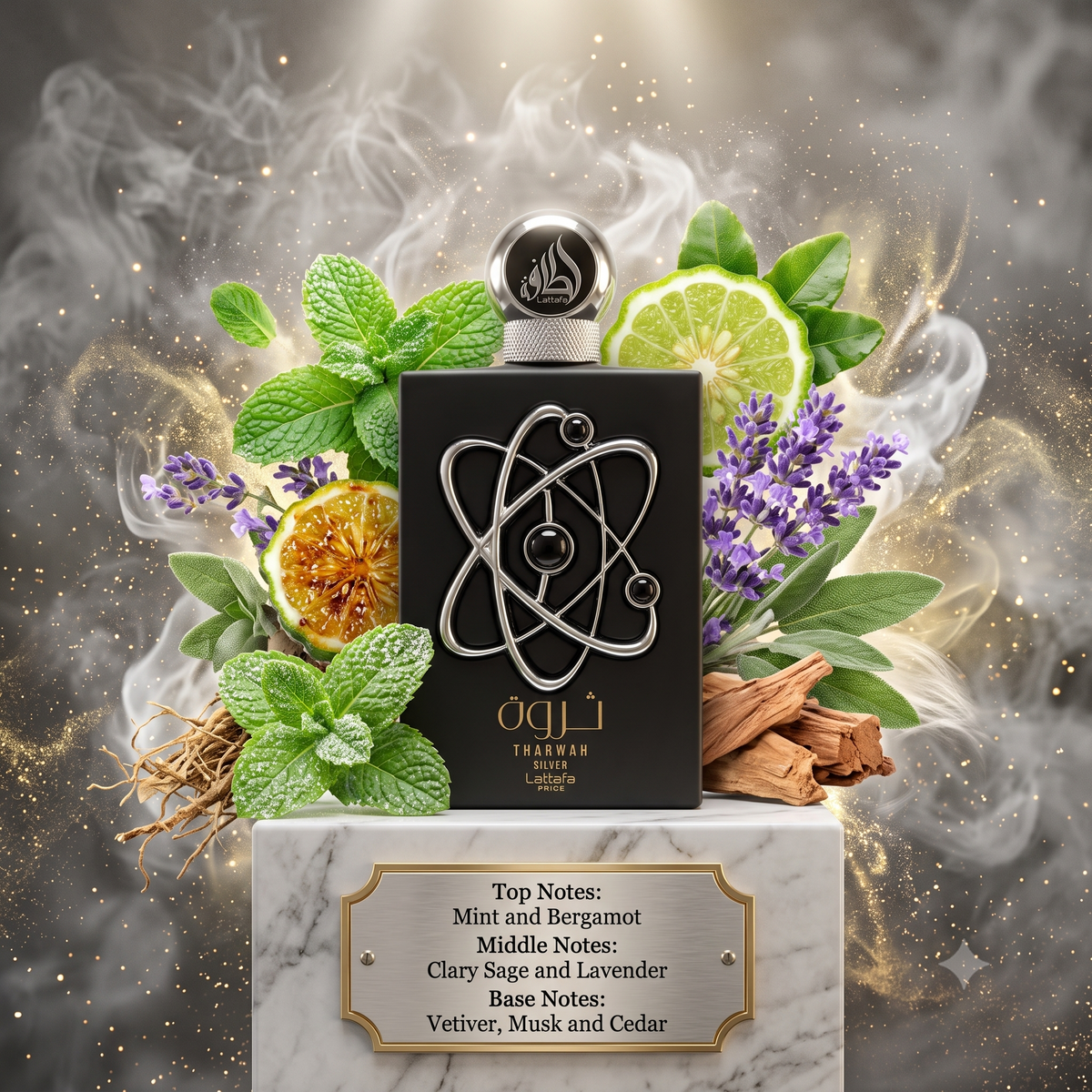 Tharwa Silver by Lattafa Samples & Travel Size 5ml Fresh Aromatic Citrus Fragrance 