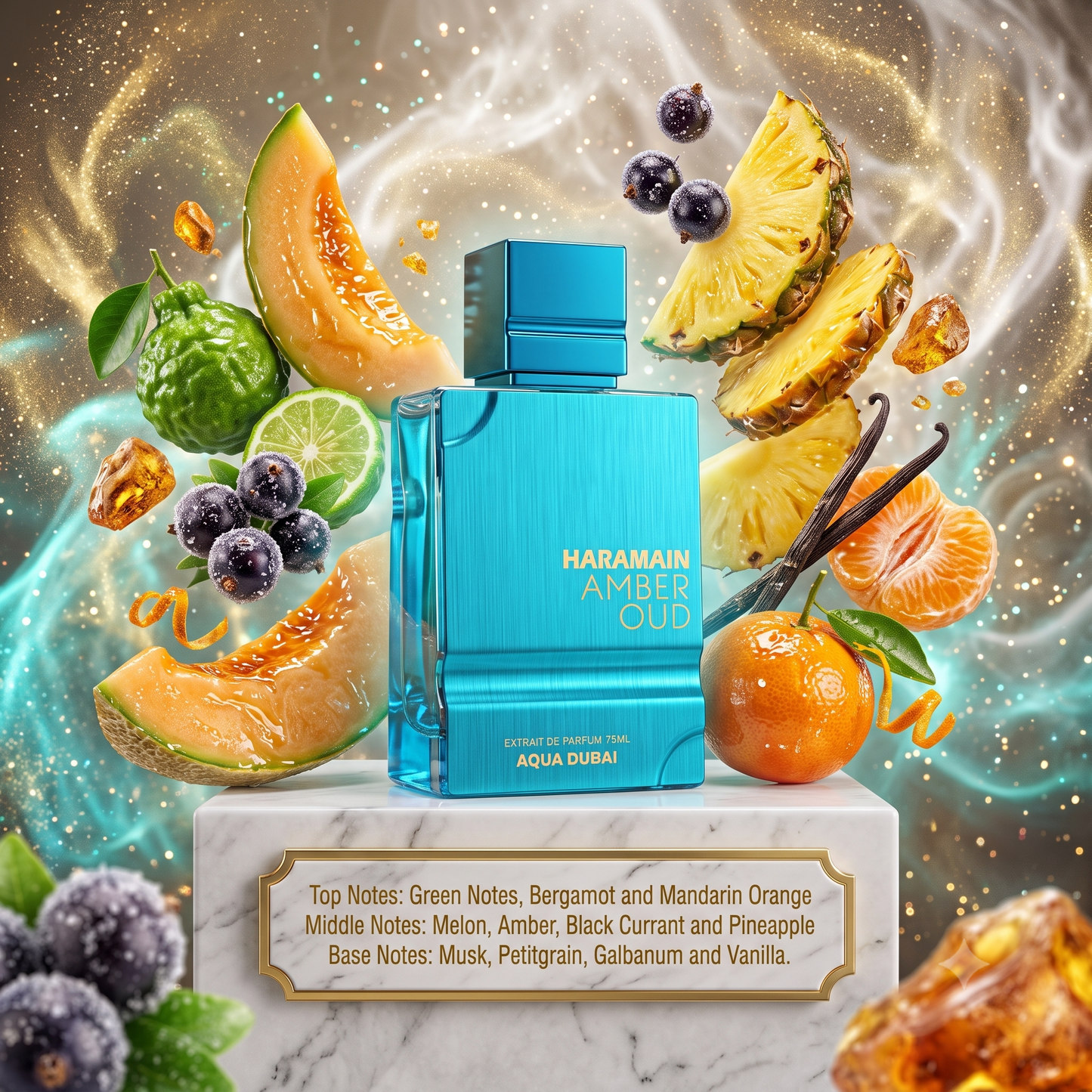 Amber Oud Aqua Dubai by AL HARAMAIN - 2ml, 3ml Sample/Decant | Pineapple, Melon & Amber 