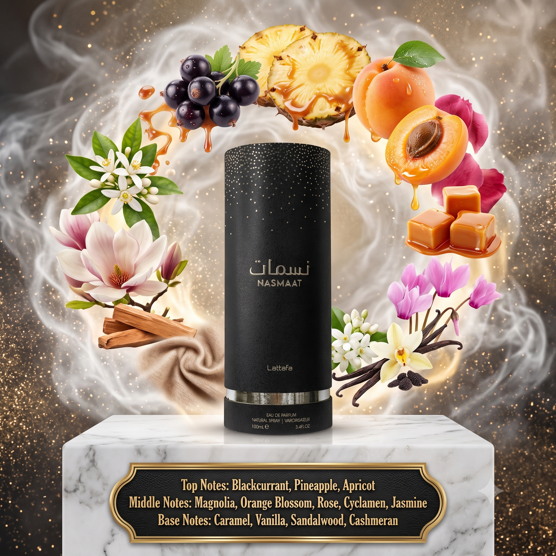Nasmaat by Lattafa Samples & Travel Size (3ml, 5ml, 10ml) Sweet Fruity Floral Fragrance 