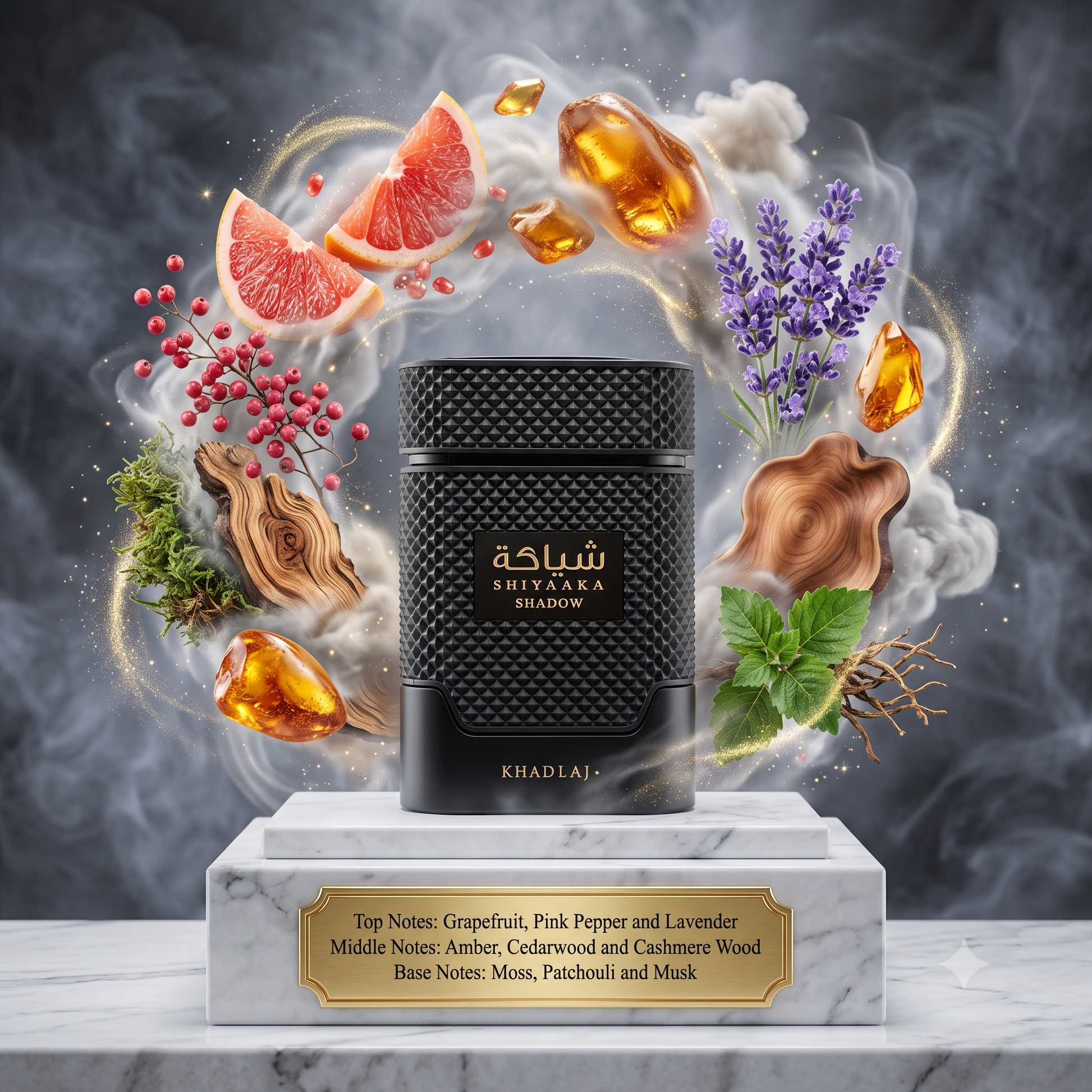 Shiyaaka Shadow by KHADLAJ - 3ml, 5ml, 10ml Sample/Decant | Grapefruit, Cashmere Wood & Musk 