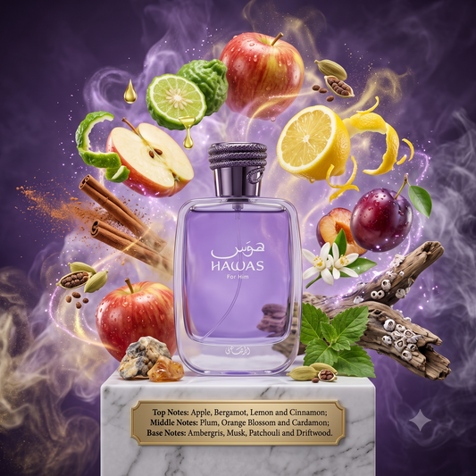 Hawas by Rasasi Samples & Travel Size (3ml, 5ml, 10ml) Fresh Aquatic Spicy Fragrance 