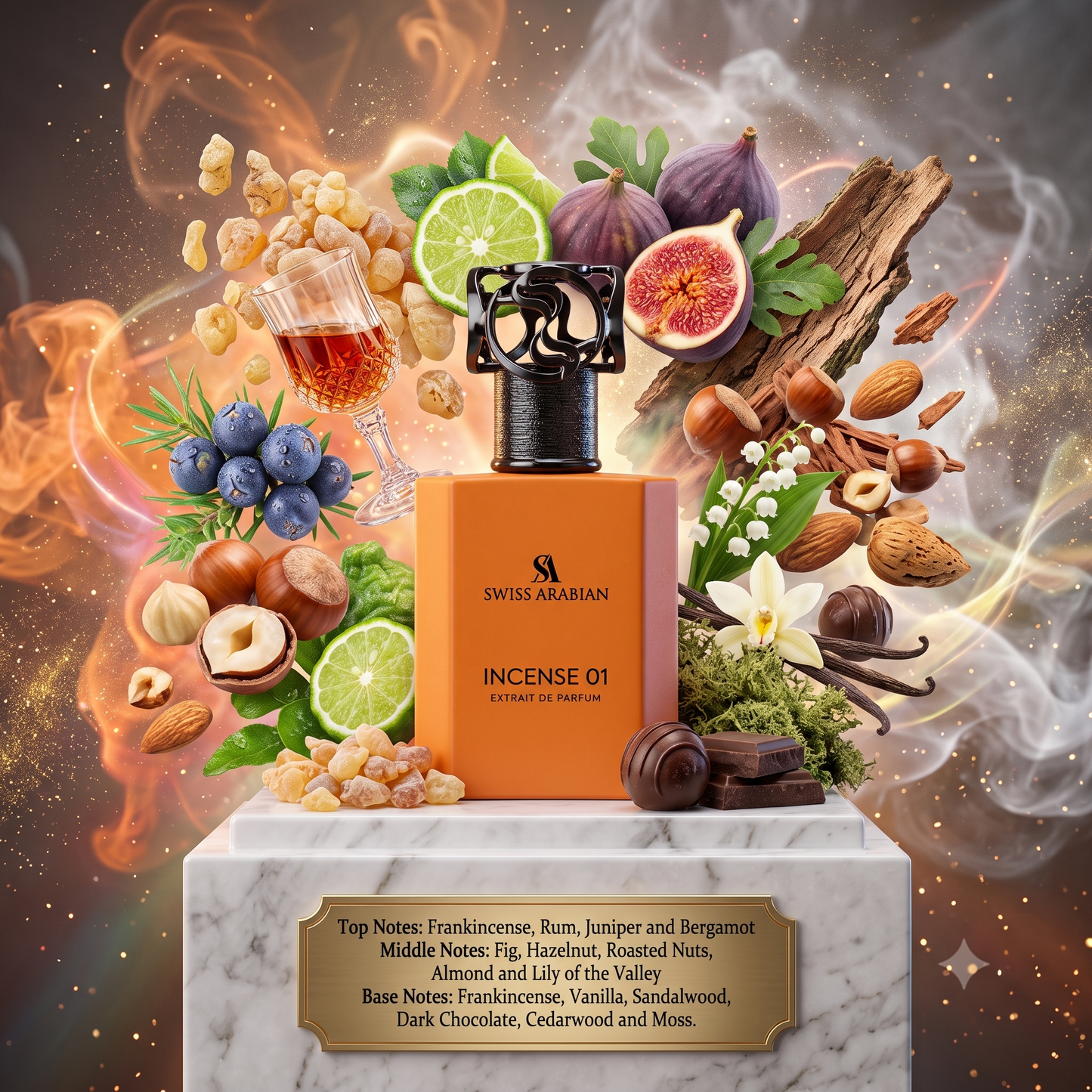 2ml,3ml/5ml Incense 01 100ml EDP | Swiss Arabian | Spicy Woody Frankincense Perfume - Fragrance 