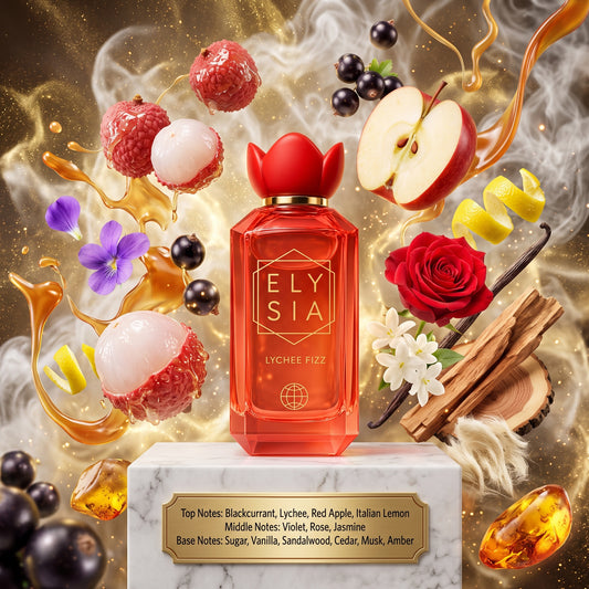 Elysia Lychee Fizz 100ml EDP by Fragrance World Samples & Travel Size (3ml, 5ml, 10ml) Sweet Fruity Floral Gourmand Fragrance 