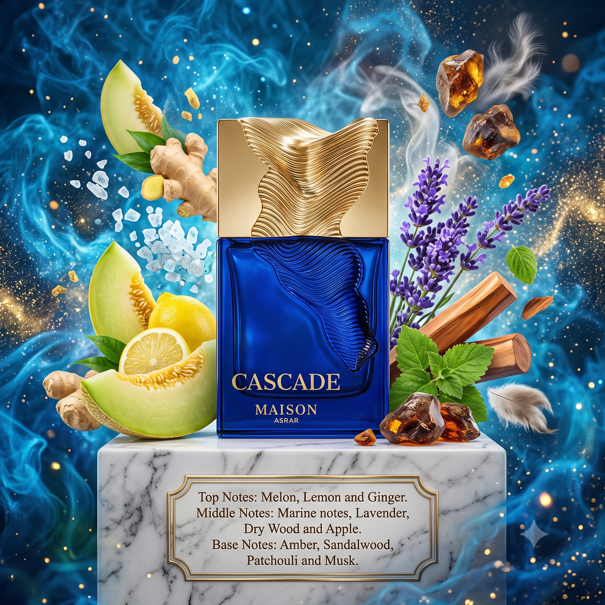 Cascade Blue by MAISON ASRAR - 5ml Sample/Decant | Ginger, Melon, Marine & Sandalwood 