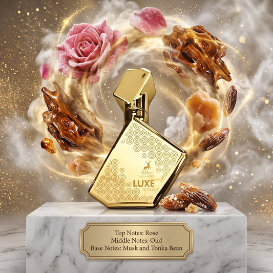 Maison Alhambra Luxe Gold - Samples & Travel Size 5ml - Rich Rose Oud Oriental Musk Fragrance 