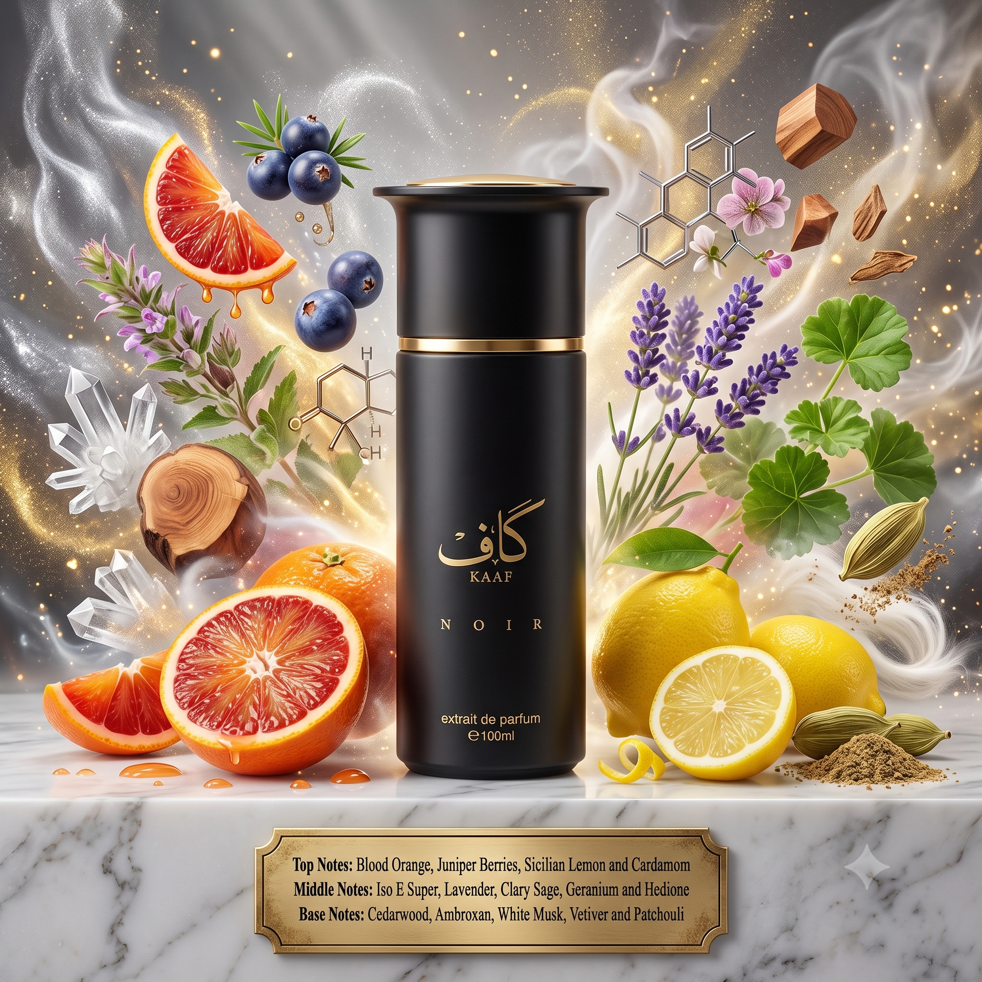 Kaaf Noir by Ahmed Al Maghribi Samples & Travel Size (3ml, 5ml, 10ml) Fresh Spicy Woody Fragrance 
