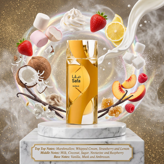 Nusuk Safa Eau de Parfum Samples & Travel Size (3ml,5ml) - Irresistible Creamy Fruity Gourmand Fragrance 