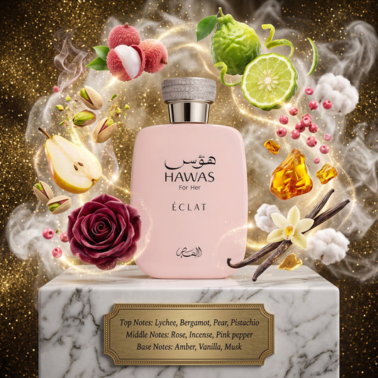 Rasasi Hawas Eclat For Her - Samples & Travel Size (3ml, 5ml, 10ml) - Vibrant Fruity Floral Amber Gourmand Fragrance 