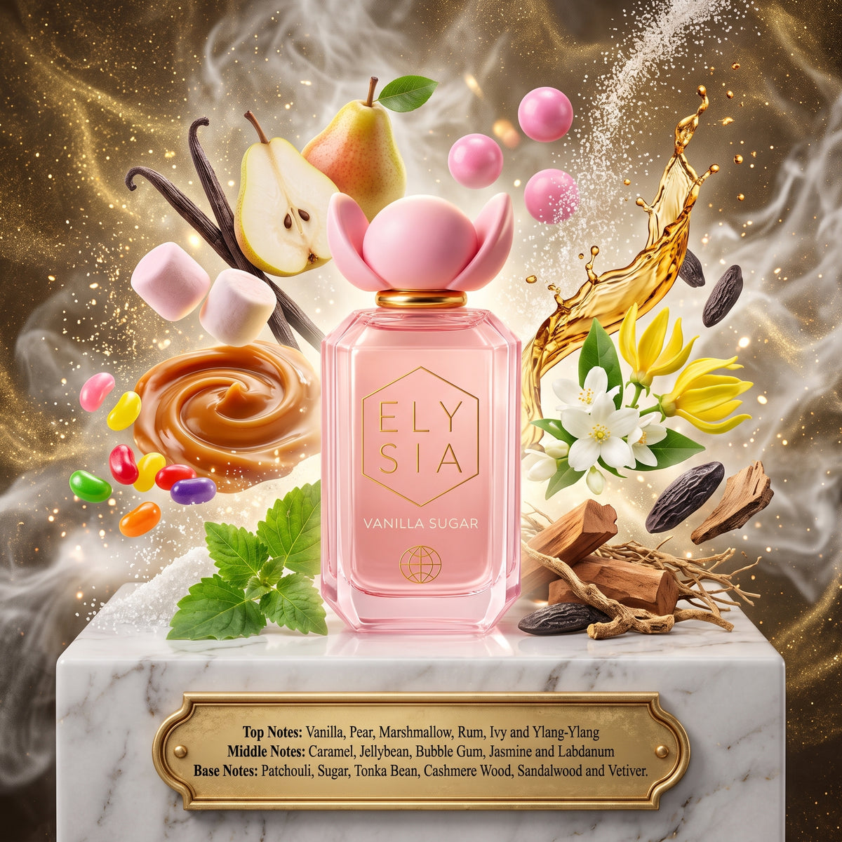 Elysia Vanilla Sugar 100ml EDP by Fragrance World Samples & Travel Size (3ml, 5ml, 10ml) Sweet Gourmand Vanilla Patchouli Fragrance 