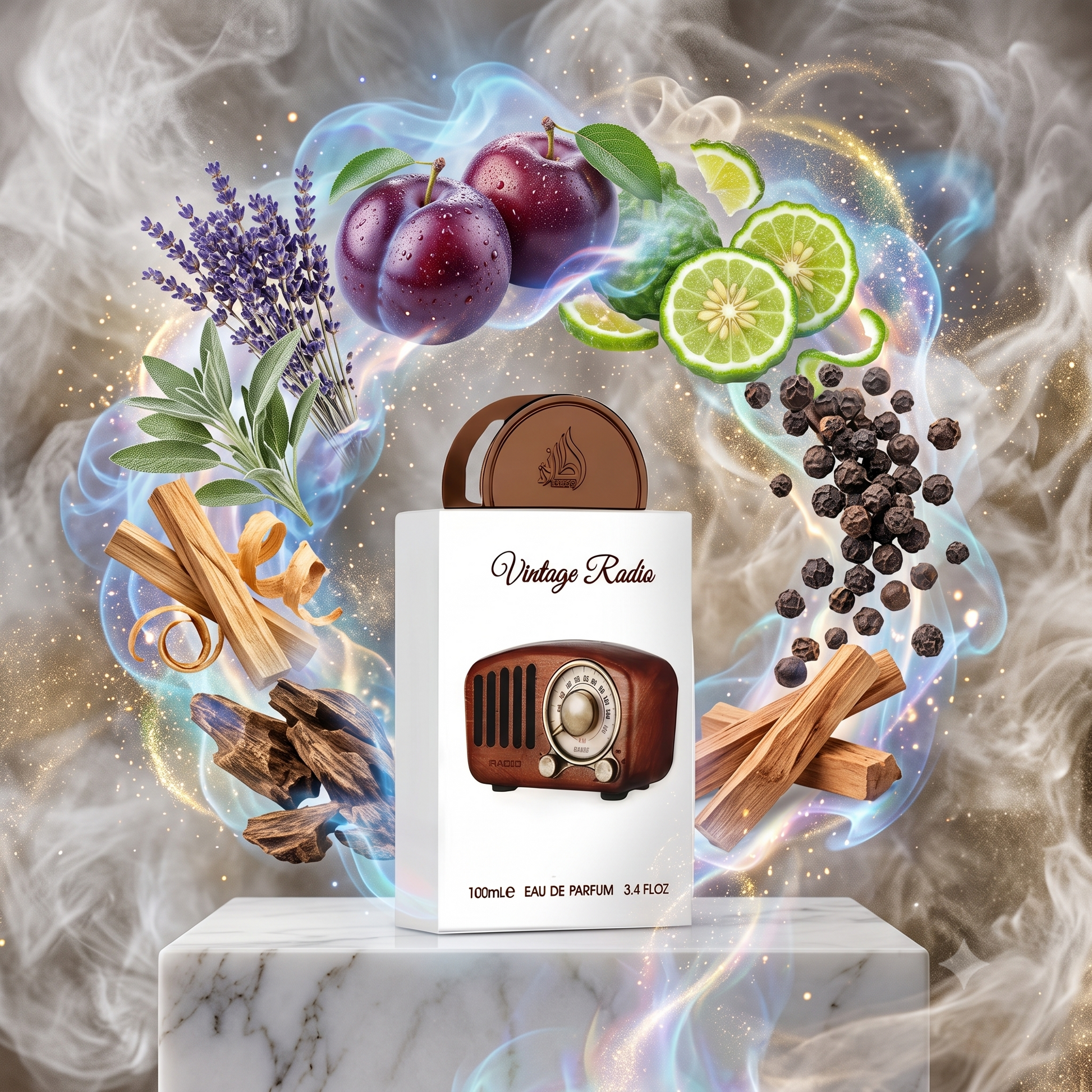 Lattafa Vintage Radio - Samples & Travel Size (3ml, 5ml, 10ml) - Aromatic Woody Spicy Fragrance with Palo Santo 