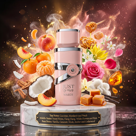 5ml Just Wardi 100ml EDP | Fragrance World | Sample/Decant |Coconut Rose Vanilla Caramel Perfume - Fragrance 