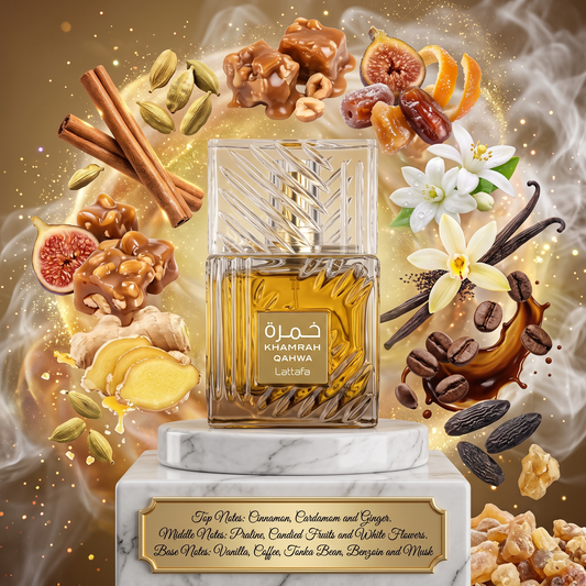 3ml/5ml/10ml Lattafa Khamrah Qahwa | Lattafa | Warm & Spicy Gourmand Fragrance Perfume Sample - Decants 