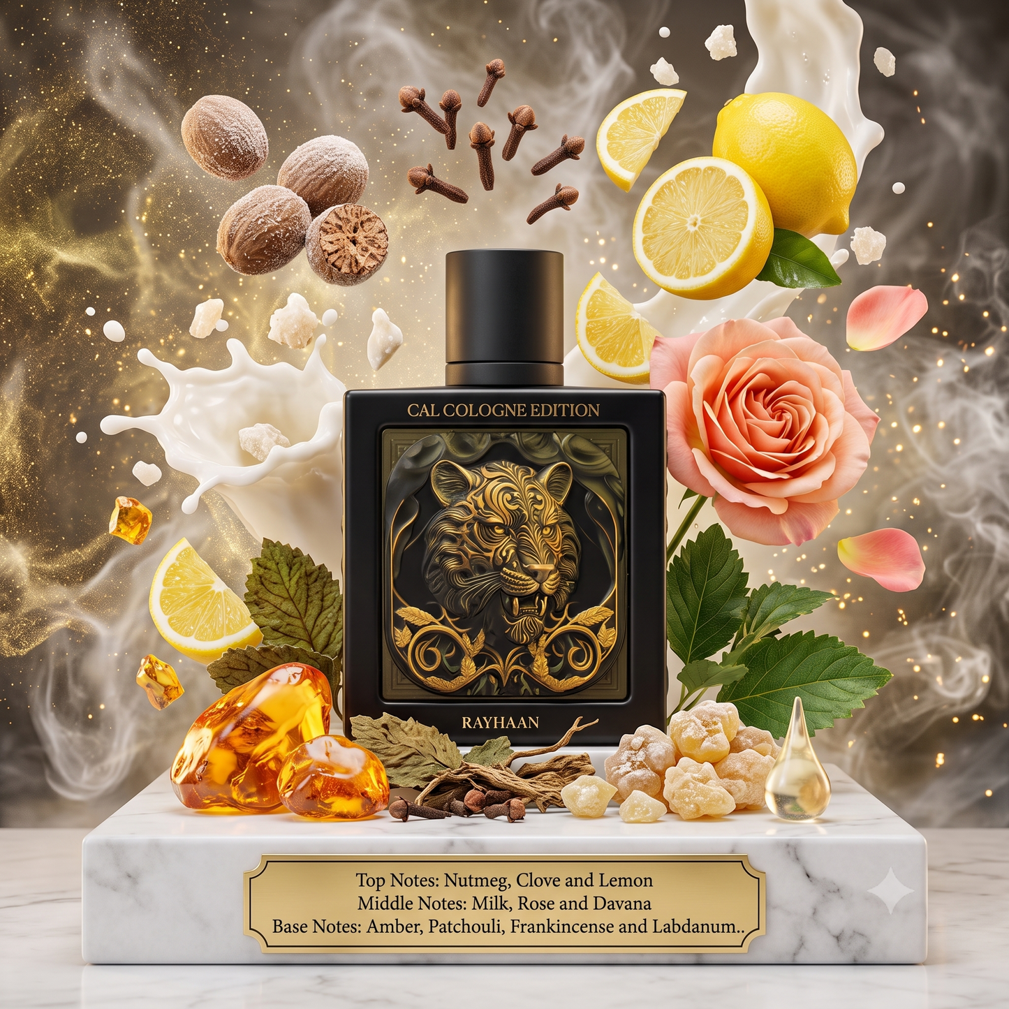 Rayhaan Tiger Cal Cologne Edition - Samples & Travel Size (3ml, 5ml, 10ml) - Spicy Fresh Floral Woody Men's Fragrance (Inspired by Cartier Pasha Parfum) 