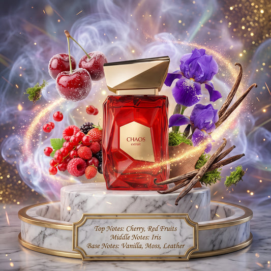 Chaos Extrait by FRENCH AVENUE - 3ml Sample/Decant | Cherry, Iris & Leather 