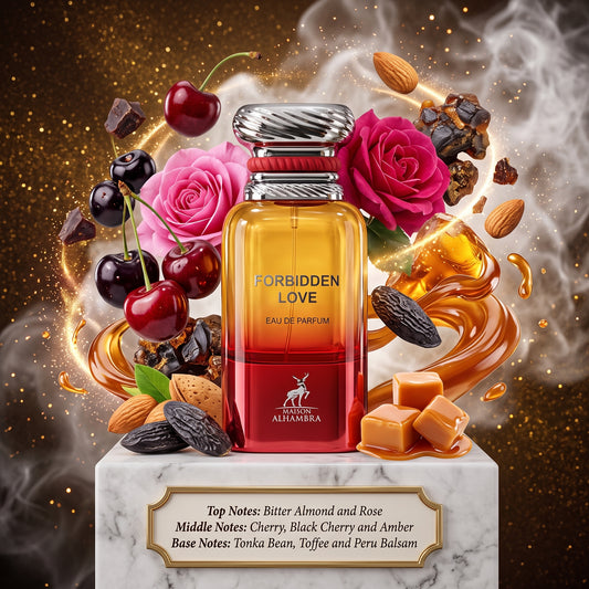 Maison Alhambra Forbidden Love - Samples & Travel Size (3ml, 5ml, 10ml) - Rich Gourmand Amber Cherry Almond Fragrance 